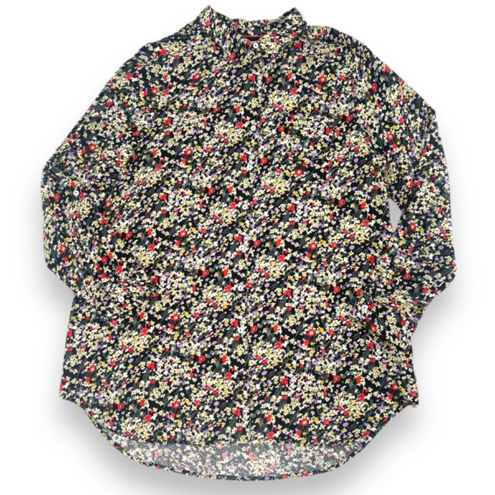 Intro Multicolor Floral Button Up Long Sleeve Tun… - image 3